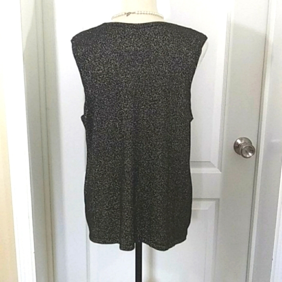 Luxe by Carmen Marc Valvo Metallic Top Womens Plus Size 2XW - Picture 2 of 5